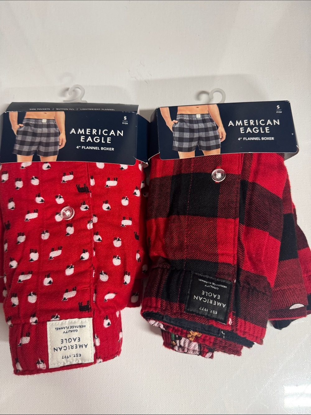 Flannel Boxers Mens Small American Eagle Red Snoopy Sheep